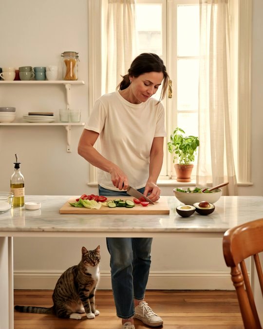 Preparando una comida saludable con vegetales